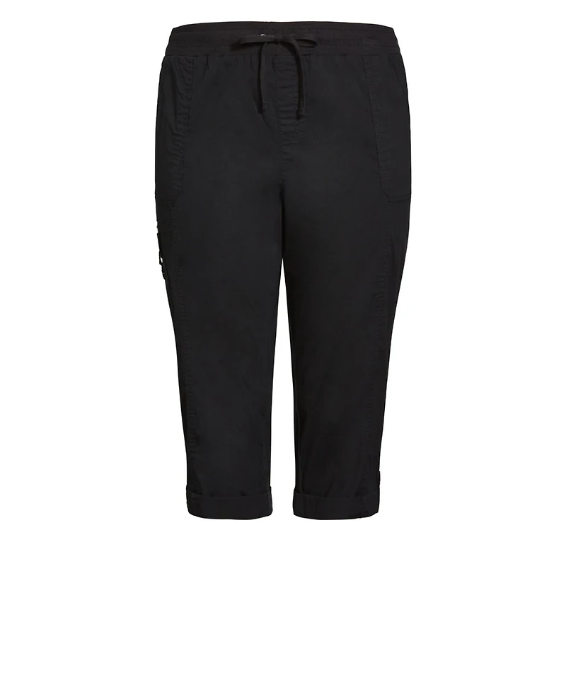 Avenue Women's Plus Cotton Roll Up Capri