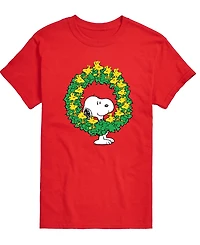 Airwaves Men's Snoopy and Christmas Wreath Graphic T-Shirt
