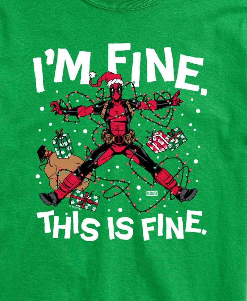 Airwaves Men's Marvel I'm Fine Deadpool Short-Sleeve Graphic T-Shirt