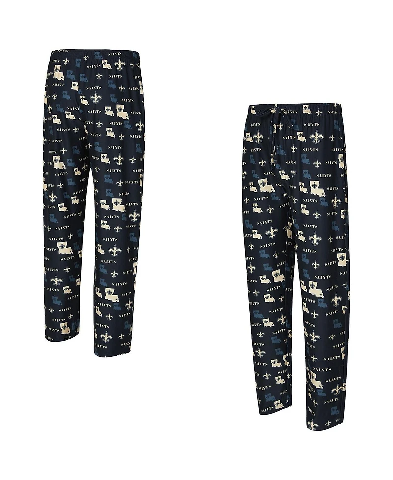 Concepts Sport Men's Black New Orleans Saints Mosaic All Over Print Pants