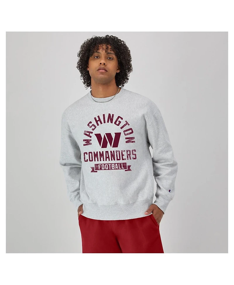 Champion Men's Heather Gray Washington Commanders Reverse Weave Fleece Pullover Sweatshirt