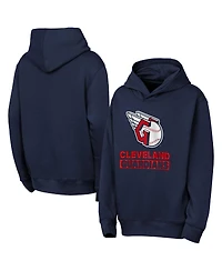 Outerstuff Big Boys and Girls Navy Cleveland Guardians Back to Basics Hoodie