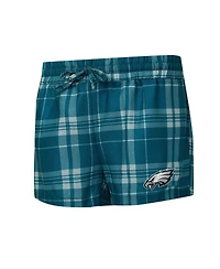 Concepts Sport Women's 2-Piece Gray/Midnight Green Philadelphia Eagles Regulate Plaid Long-Sleeve T-Shirt and Shorts Sleep Set