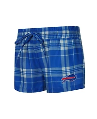 Concepts Sport Women's 2-Piece Heather Gray/Royal Buffalo Bills Regulate Plaid Long-Sleeve T-Shirt and Shorts Sleep Set