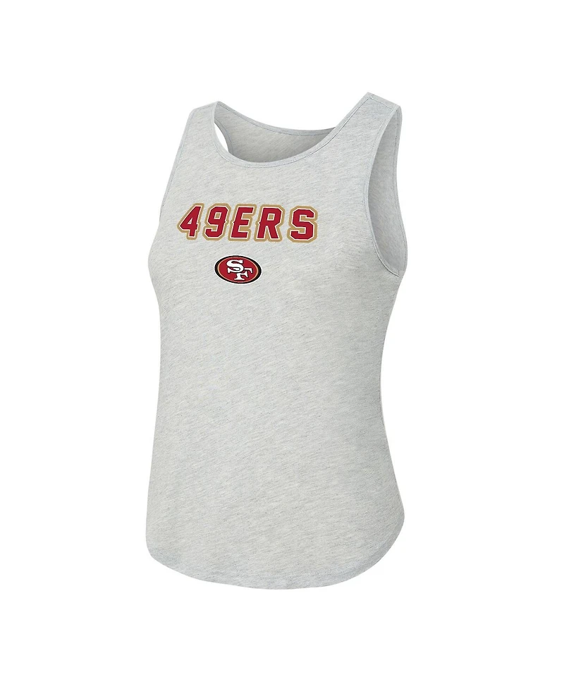 Concepts Sport Women's 2-Piece Heather Gray/Scarlet San Francisco 49ers Regulate Plaid Tank Top and Pants Sleep Set