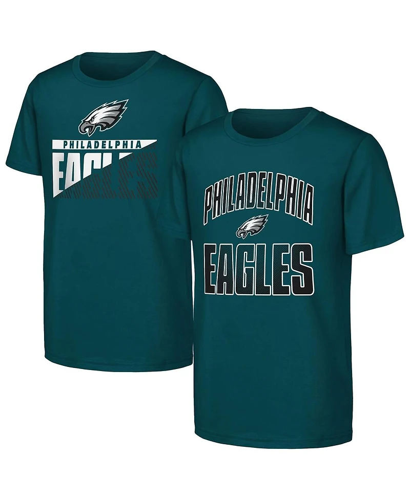 Outerstuff Big Boys and Girls 2-Pack Midnight Green Philadelphia Eagles Never Quit T-Shirt Set