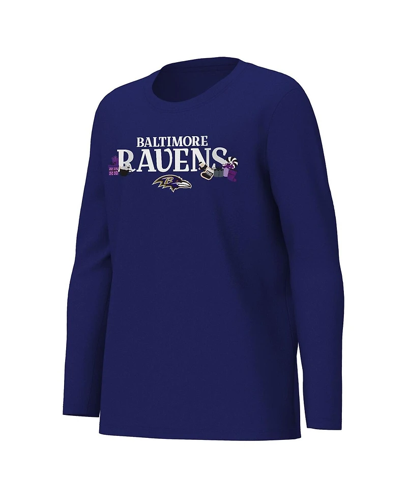 Outerstuff Big Boys and Girls Purple Baltimore Ravens Chestnut Holiday Sleep Set