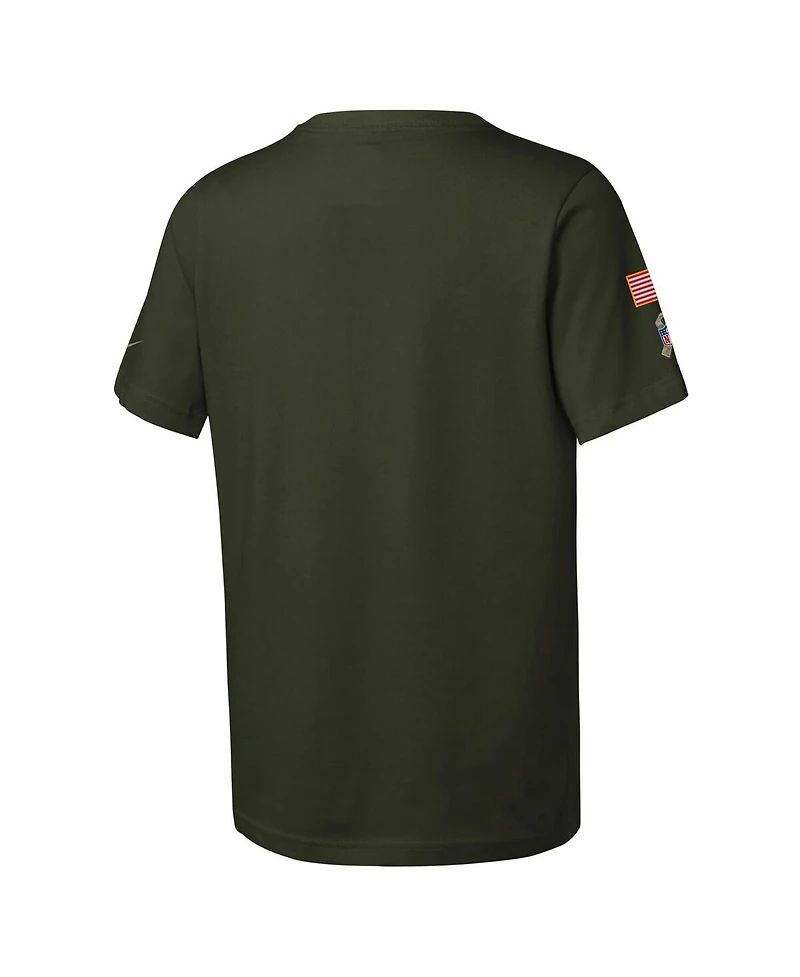 Nike Big Boys and Girls Olive Pittsburgh Steelers 2025 Salute to Service Sideline Dri-fit T-Shirt