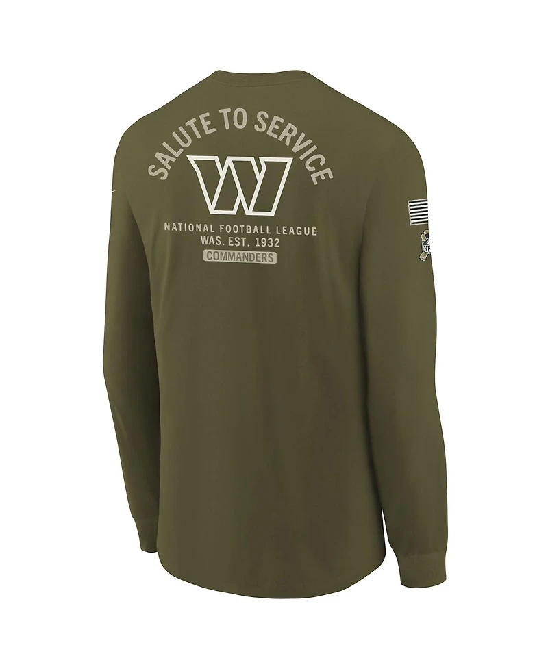 Nike Big Boys and Girls Olive Washington Commanders 2025 Salute to Service Sideline Dri-fit Long Sleeve T-Shirt