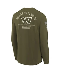 Nike Big Boys and Girls Olive Washington Commanders 2025 Salute to Service Sideline Dri-fit Long Sleeve T-Shirt