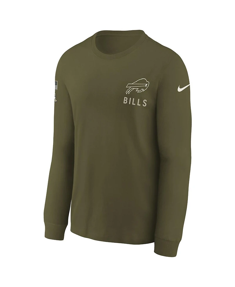 Nike Big Boys and Girls Olive Buffalo Bills 2025 Salute to Service Sideline Dri-fit Long Sleeve T-Shirt