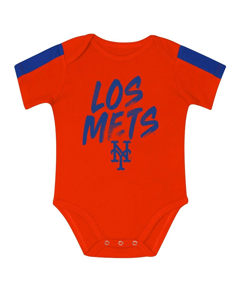 Outerstuff Baby Boys and Girls 3-Piece New York Mets Double Down Bodysuit Pants Set