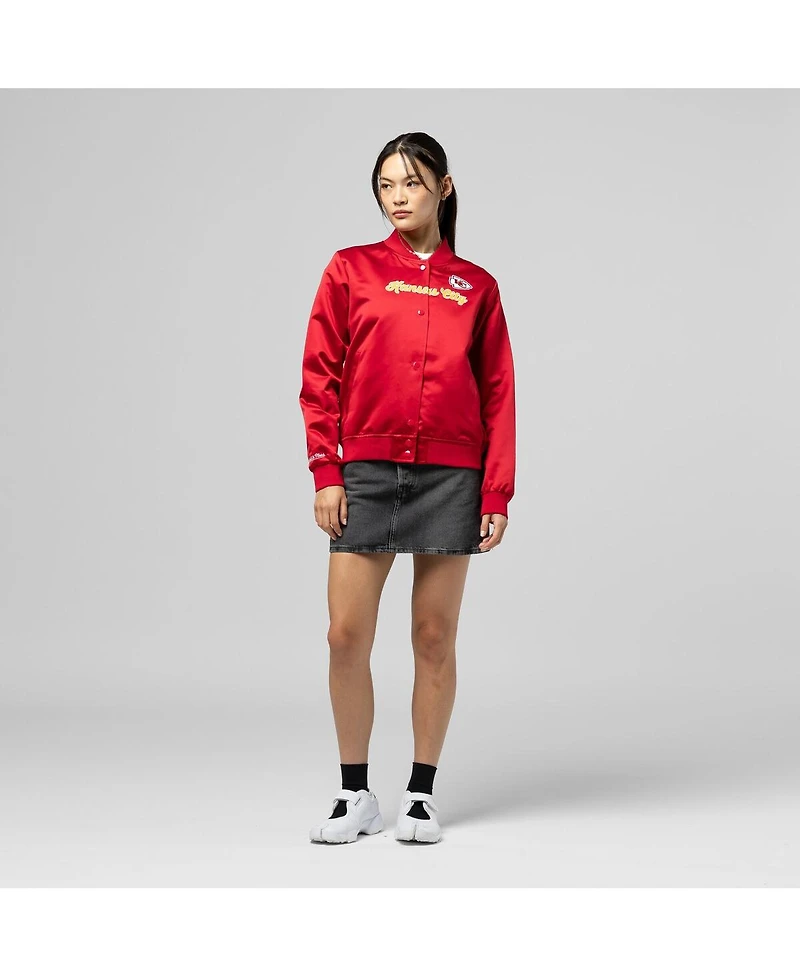 Women's Red Kansas City Chiefs Full-Snap Satin Jacket