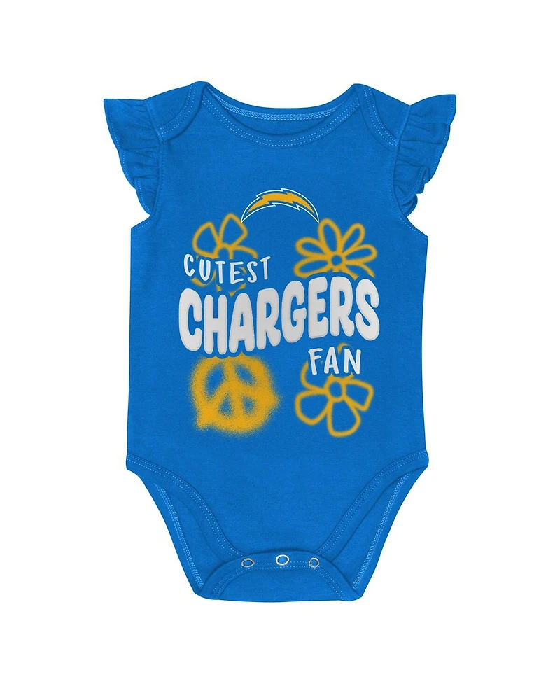 Outerstuff Girls Baby Boys and Girls 2-Piece Powder Blue Los Angeles Chargers The Sunshine Bodysuit Set