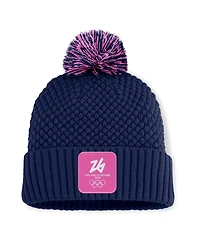 Fanatics Women's Navy Milano Cortina 2026 Winter Olympics Bubble Cuffed with Pom Knit Hat