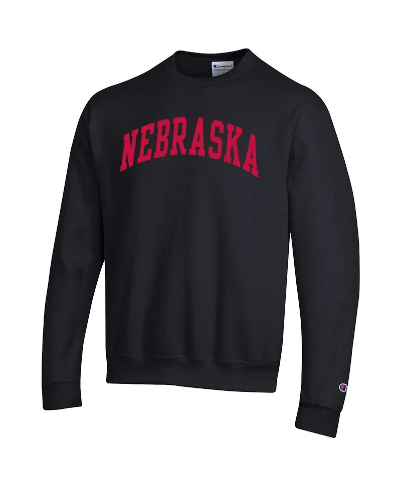 Champion Men's Black Nebraska Huskers Basic Arch Fleece Pullover Sweatshirt