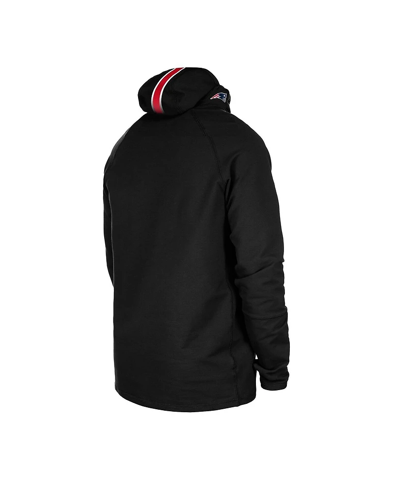 New Era Men's Black England Patriots Functional Fandom Balaclava Helmet Stripe Tri-Blend Hoodie