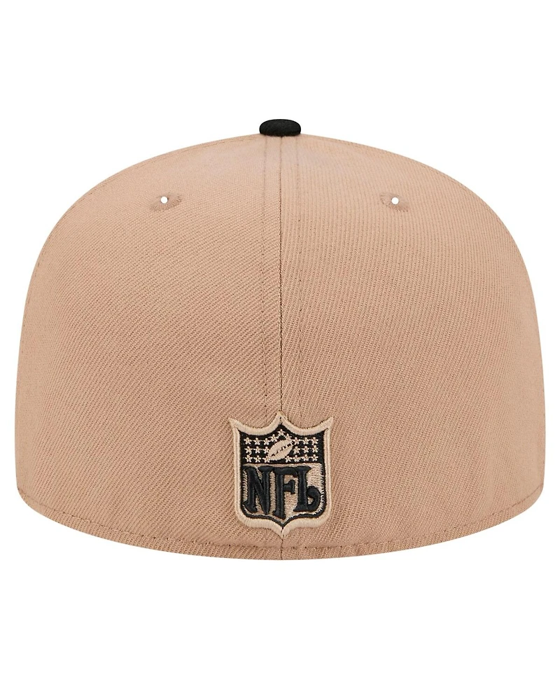 New Era Men's Tan Philadelphia Eagles Throwback Logo Main 59FIFTY Fitted Hat