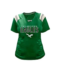 Fanatics Women's Saquon Barkley Kelly Green Philadelphia Eagles Plus Name Number Raglan Lace V-Neck T-Shirt