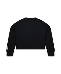 Mitchell & Ness Women's Black Philadelphia 76ers Hardwood Classics Studded Boxy Cropped Long Sleeve T-Shirt
