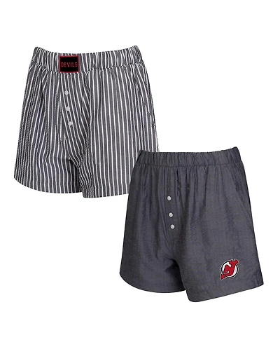 Concepts Sport Women's 2-Pack Charcoal New Jersey Devils Boxer Shorts Set