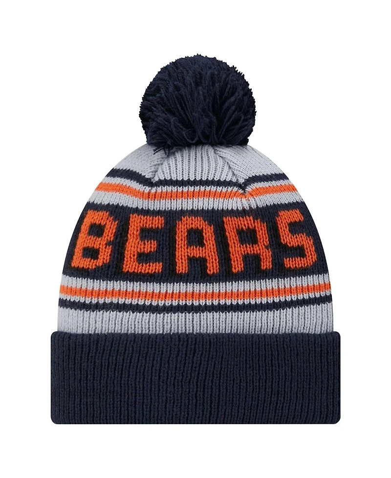 New Era Big Boys and Girls Navy Chicago Bears Main Cuffed with Pom Knit Hat
