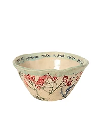 Uncommon Goods Sprigs of Kindness Herb-Imprinted Stoneware Bowl