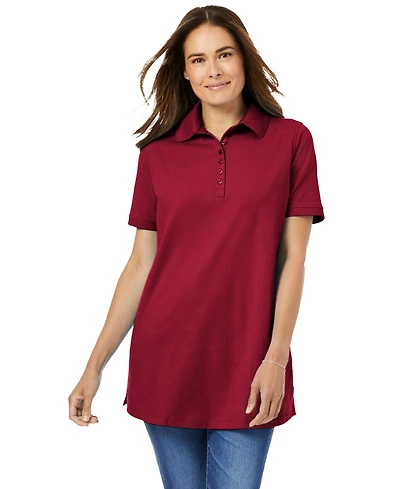 Woman Within Women's Perfect Short-Sleeve Polo Shirt