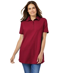 Woman Within Women's Perfect Short-Sleeve Polo Shirt