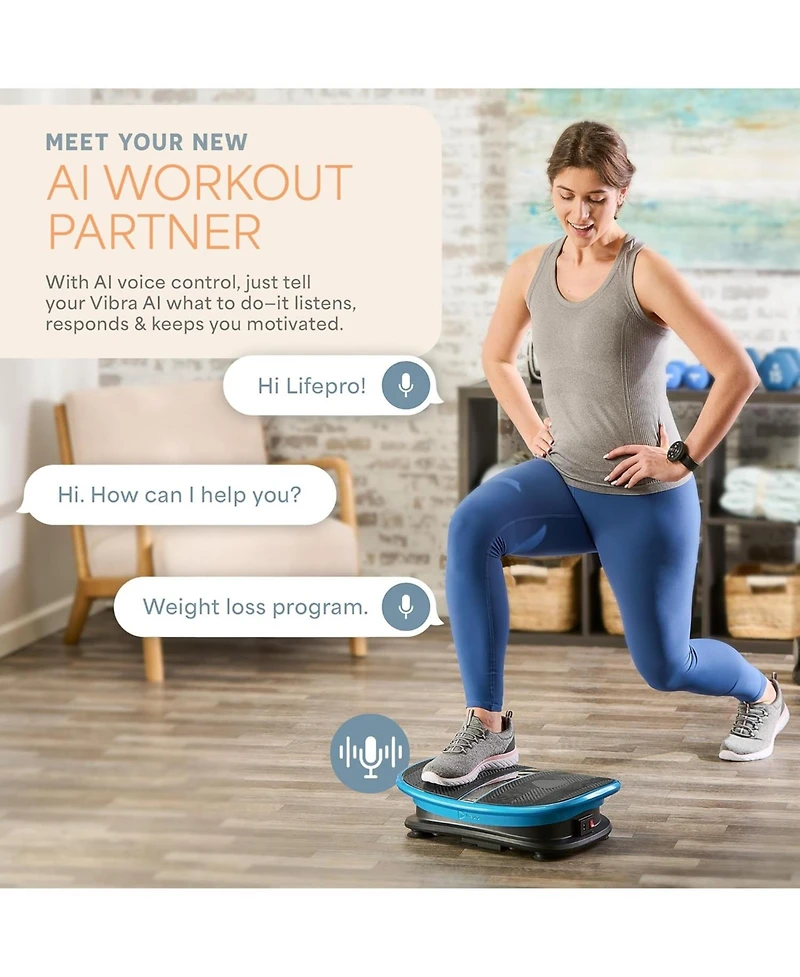 Lifepro Voice Controlled Vibration Plate – Whole Body Vibration Platform with Curved Ergonomic Design – Supports Lymphatic Drainage, Mus