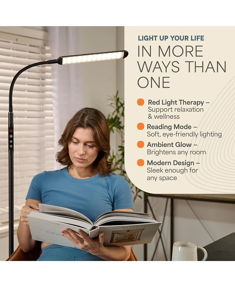 LifePro 2-in-1 Red Light Therapy & Reading Floor Lamp – 216 Led with Red, Near Infrared & White Light Modes for Skin Health, Pain Relief & Rela