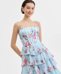 B Darlin Juniors' Corset-Bodice Ruffled Gown