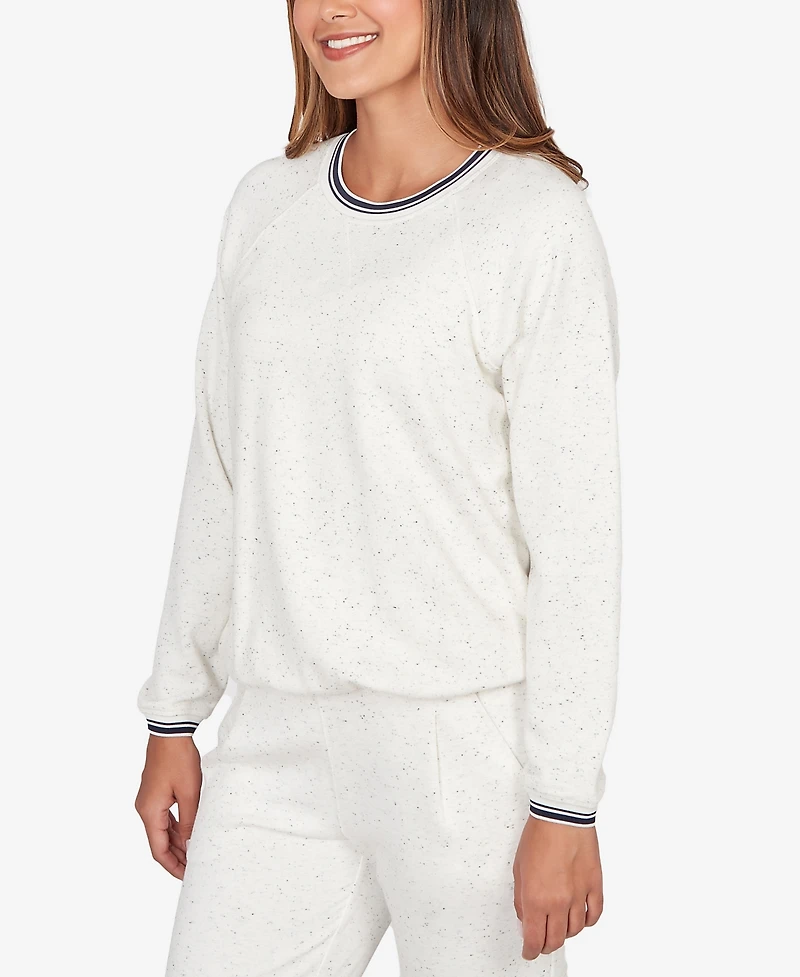 Ruby Rd. Petite Bubble Hem Fleck Knit Pullover Top