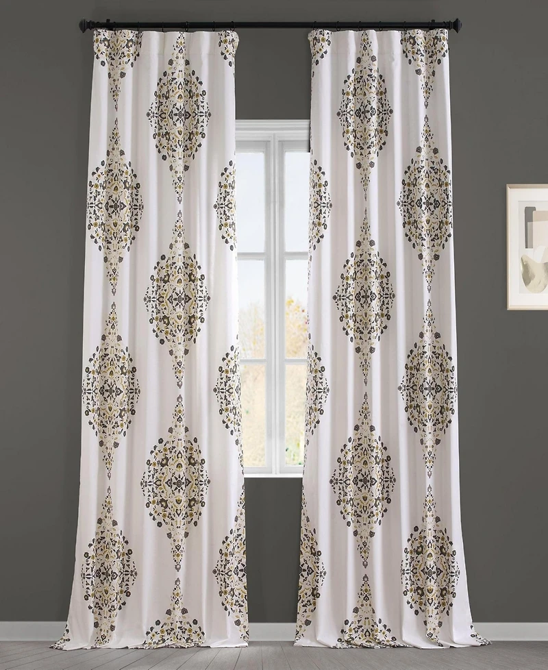 Half Price Drapes Emblem Printed Cotton Room Darkening Curtain