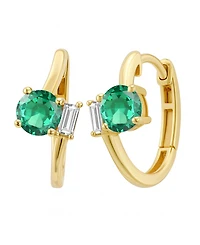 Macy's Lab-Grown Emerald (3/4 ct. t.w.) & White Sapphire (1/6 Earring 14k Gold Over Sterling Silver (also Ruby Sapphire)