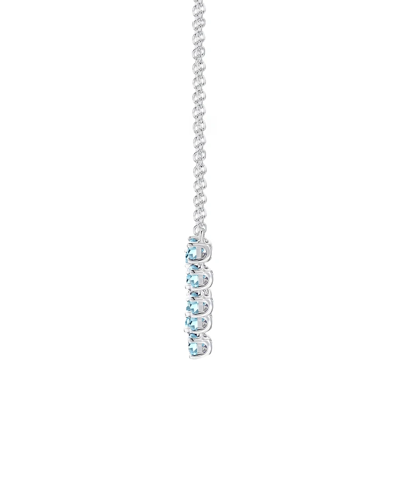 Macy's Blue Topaz (2-3/4 ct. t.w.) & Lab-Grown White Sapphire (3/8 Necklace Sterling Silver