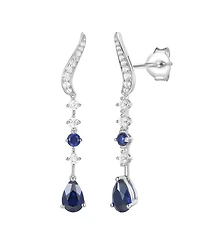 Macy's Lab-Grown Ruby (1/6 ct. t.w.) & White Sapphire (1/2 ct. t.w.) Earring in 14k Gold Over Sterling Silver (also in Emerald & Sapphire)