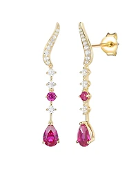 Macy's Lab-Grown Ruby (1/6 ct. t.w.) & White Sapphire (1/2 Earring 14k Gold Over Sterling Silver (also Emerald Sapphire)
