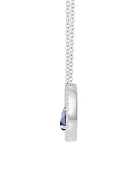 Macy's Lab-Grown Sapphire (1 ct. t.w.) & White (1/3 Pendant Necklace 14k Gold Over Sterling Silver (also Ruby Emerald)