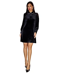 Yumi Women's Long Sleeve Velvet Tunic Dress