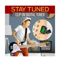 Pyle 30" Kids Electric Guitar Kit with Amplifier, Accessory Pack - Black Gloss, PEGKT30