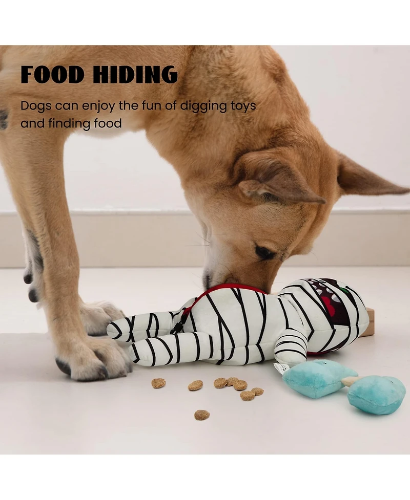 Nocciola 9-in-1 Zombie Plush Squeaky Dog Toys, Mummy Toys, Stimulating Puzzle Toy with 8 Organ-Shaped Plush Toys, Halloween gift, Stuffed Toys for Sma