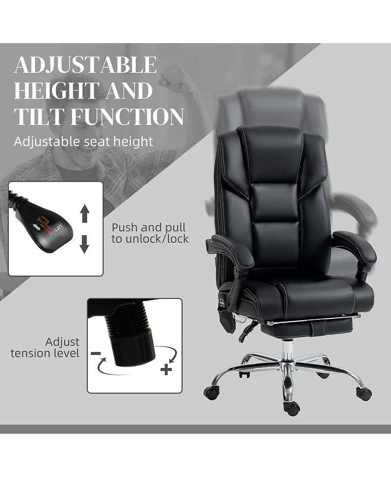 Vinsetto Vibration Massage Office Chair with Lumbar Heat, Footrest,