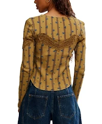 Free People Women's Lets Party Cardi-Print Square Neck Top