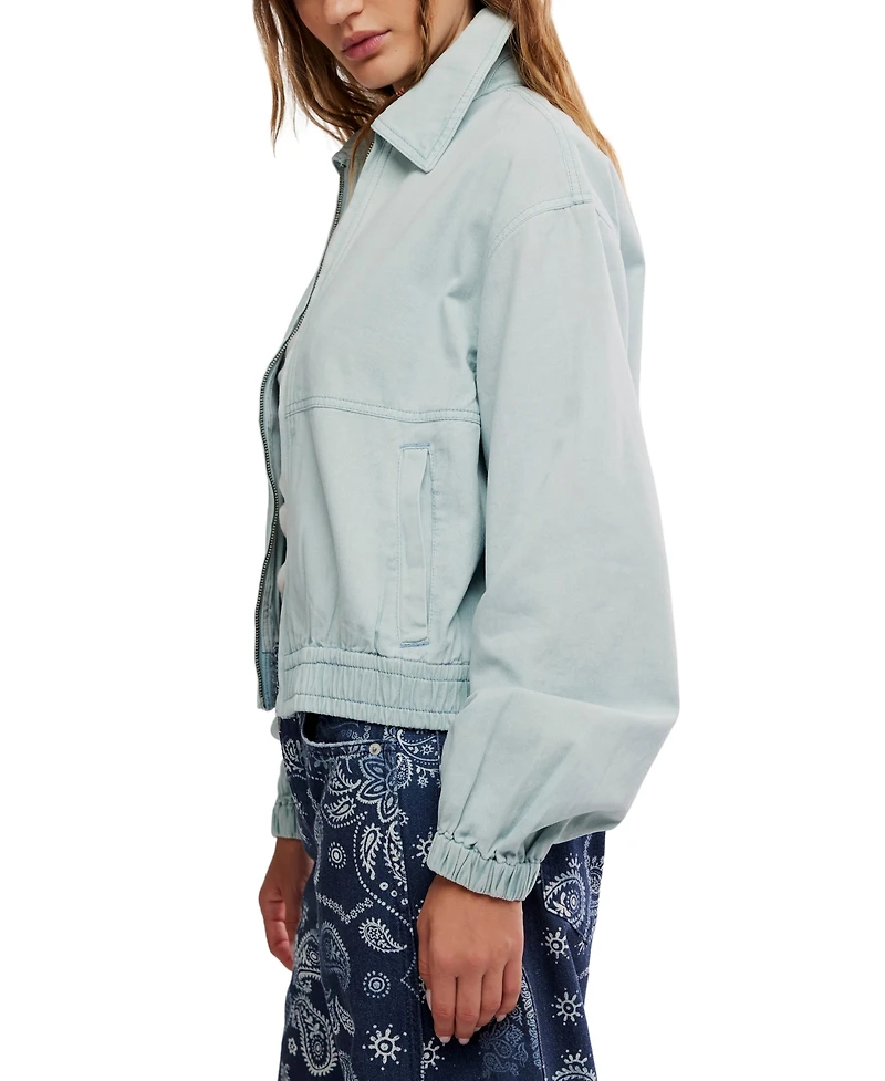 Free People Women's Birdie Denim Collared Neck Jacket