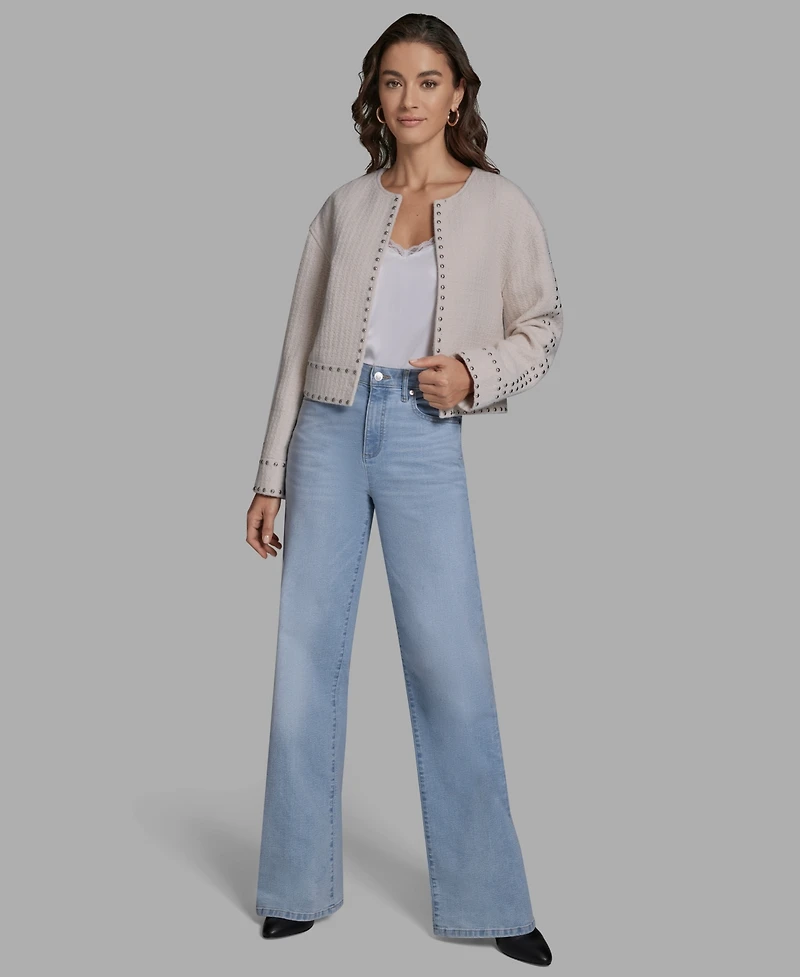 Bcbg Women's Textured Stud Trim Long-Sleeve Jacket