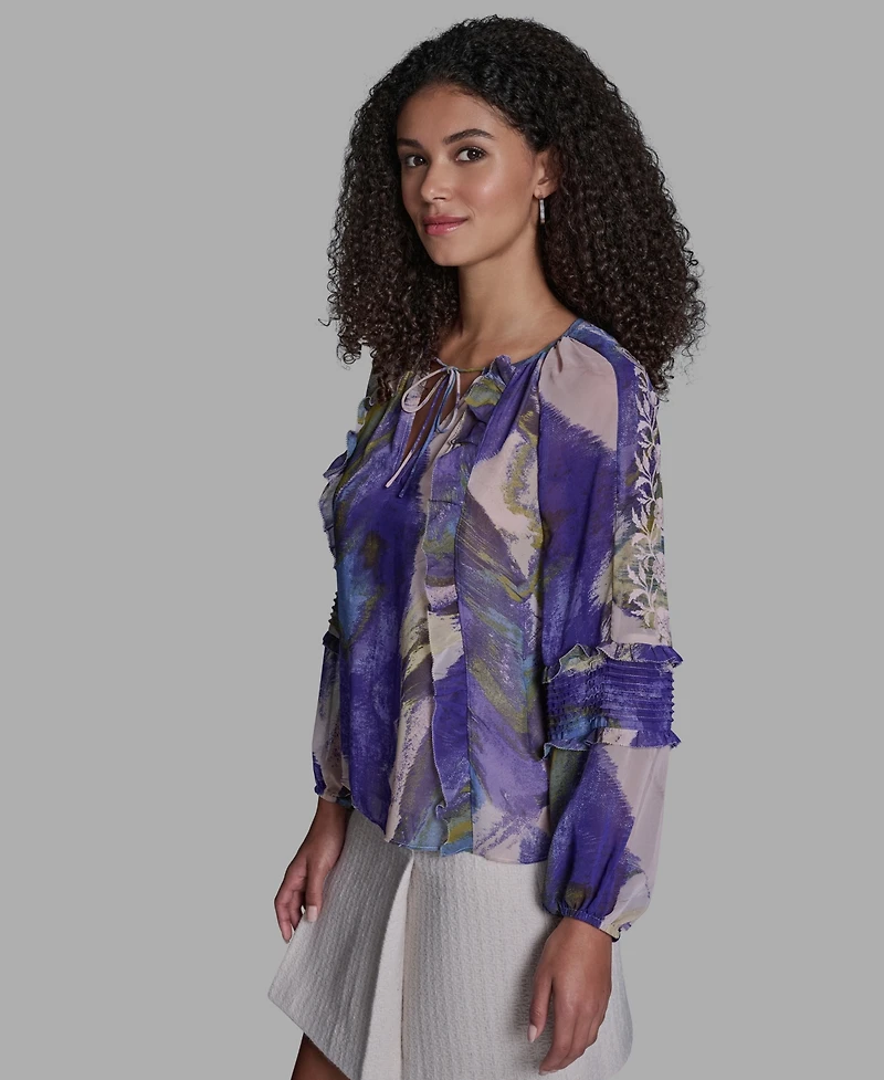 Bcbg Women's Long-Sleeve Tie Detail Pull-On Top