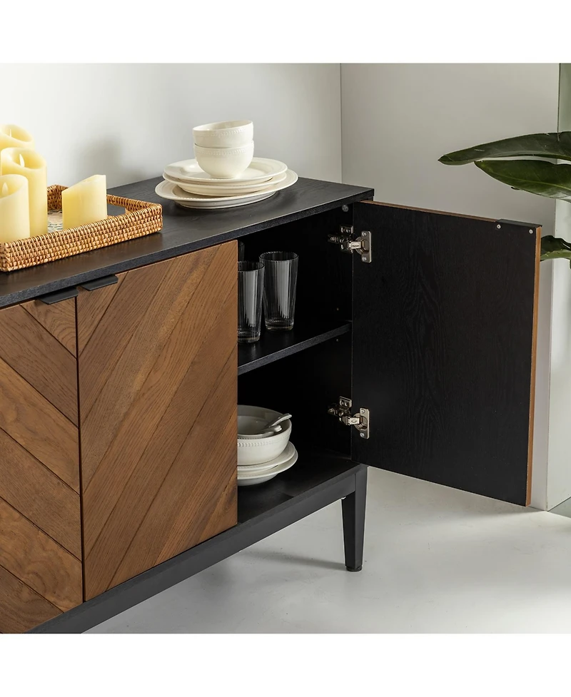 Baez Modern Storage Cabinet with Herringbone Patterns