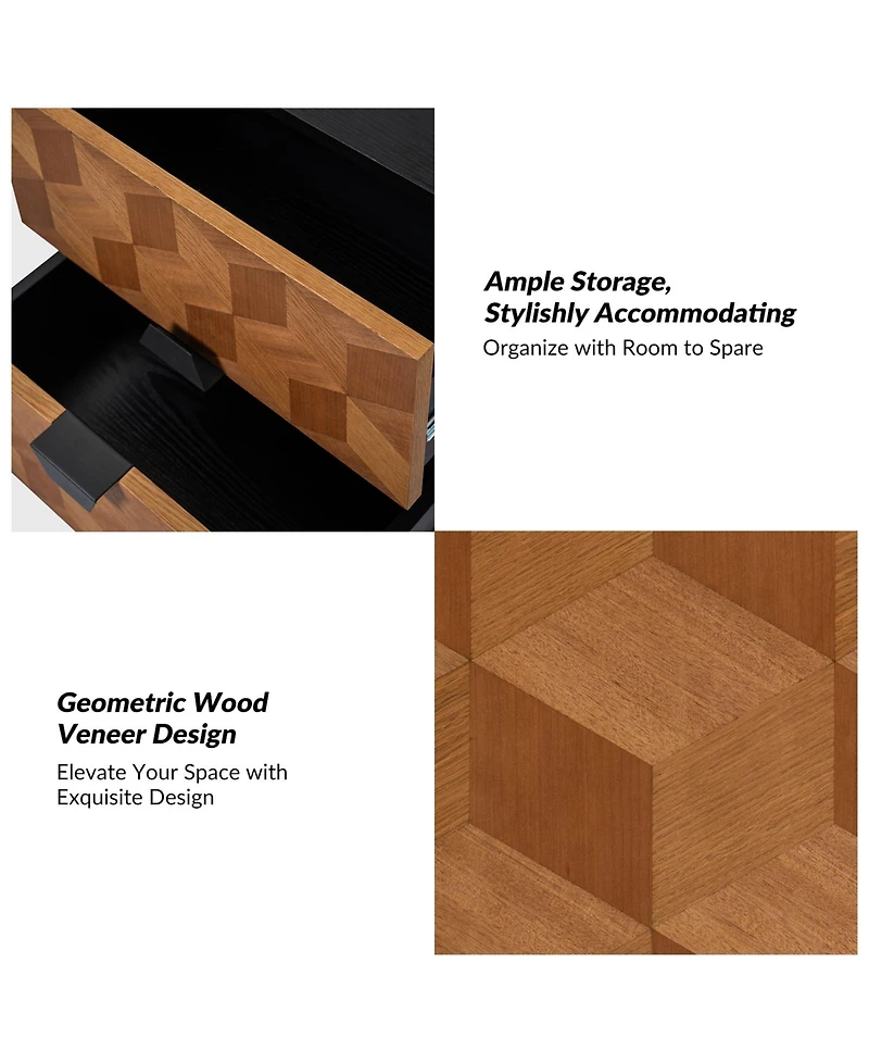 Hulala Home Modern Apakah 25" Tall 2-Drawer Nightstand