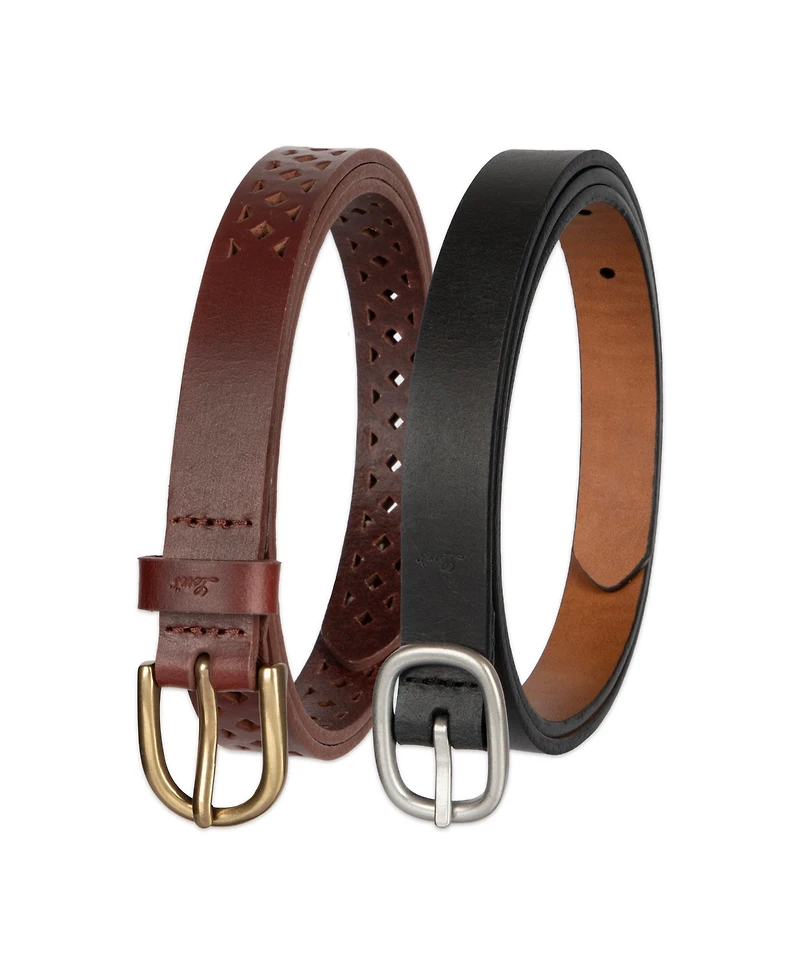 Levi's Women's 2-Pack Perforated and Reversible Skinny Casual Belt Set